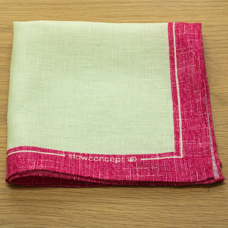 Fazzoletto da taschino in puro Lino stampato cornice Fuxia Cod 131
