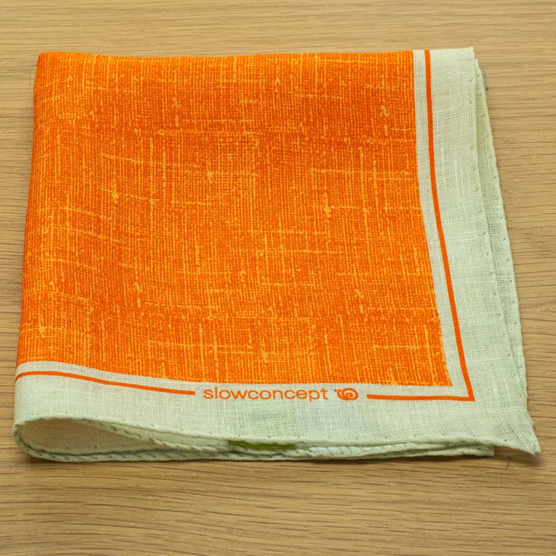 Fazzoletto da taschino puro Lino stampato Arancione Cod 134