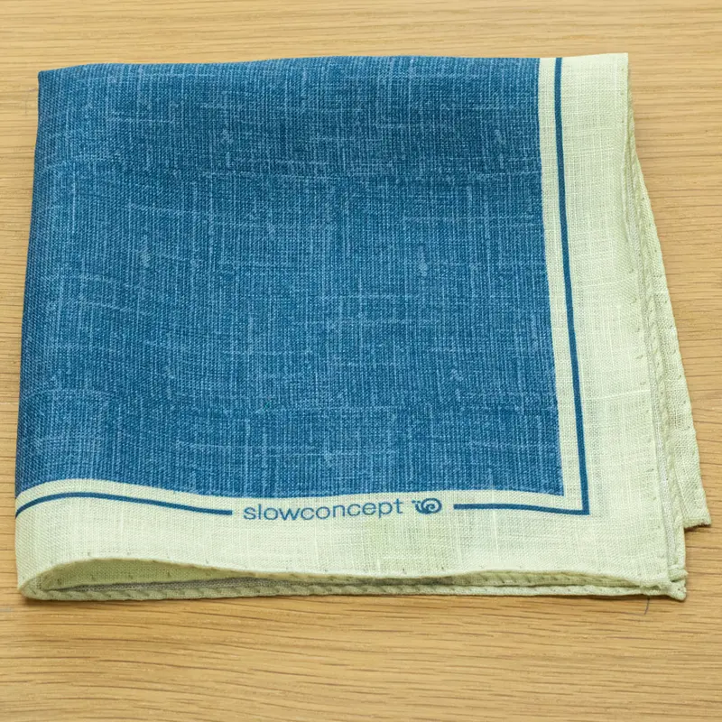 Fazzoletto da taschino puro lino stampato Blu scuro Cod 136