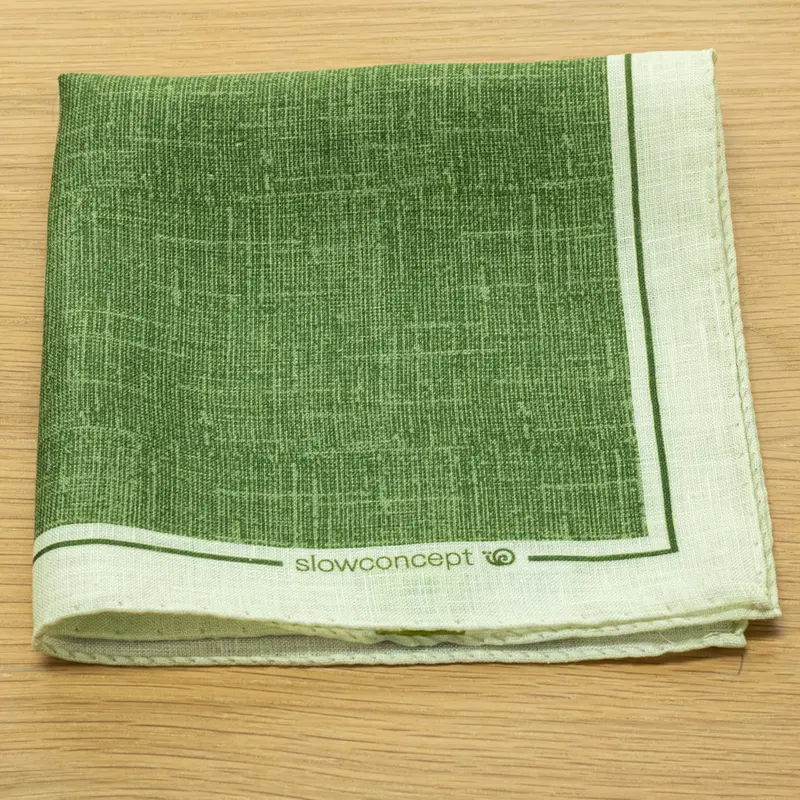Fazzoletto da taschino puro Lino stampato colore Oliva Cod 135
