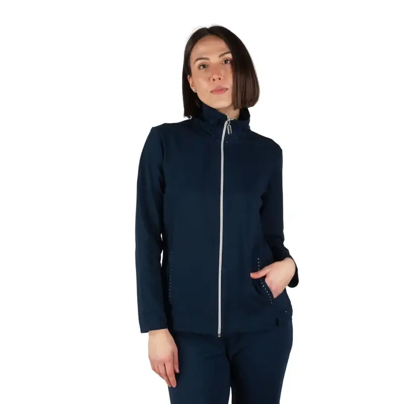 Felpa donna sportiva con zip in cotone leggero primaverile