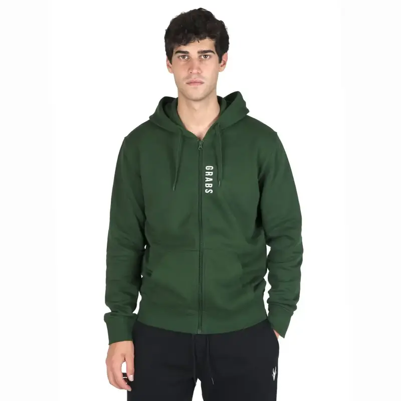 Felpa uomo con zip e cappuccio in cotone felpato ecosostenibile | Grabs