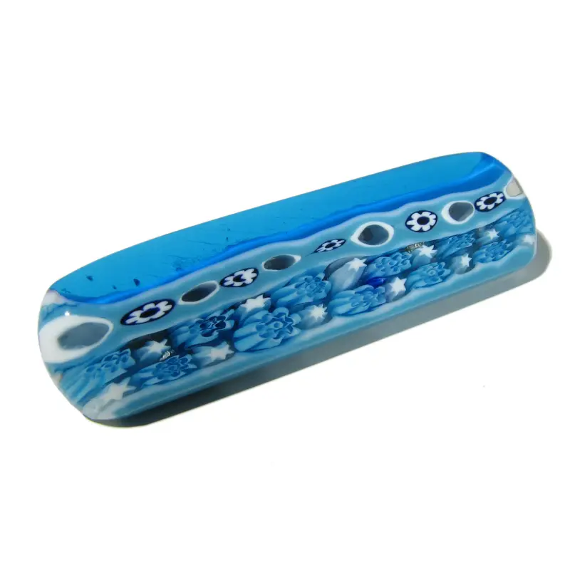 Fermacravatta impreziosito con murrina in Vetro di Murano Aquamarine