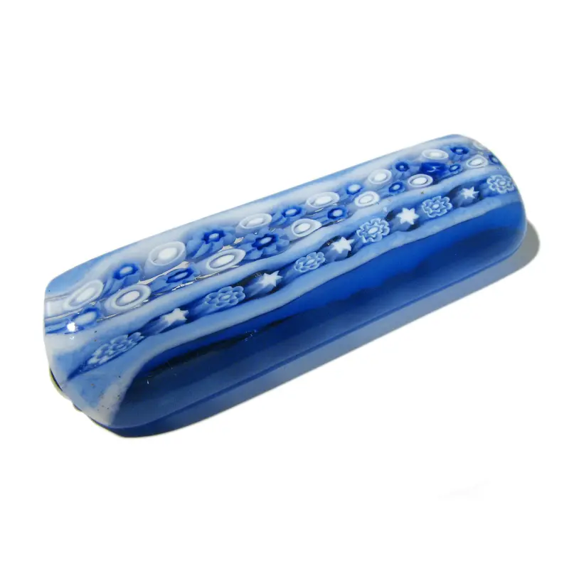 Fermacravatta impreziosito con murrina in Vetro di Murano Light Blue