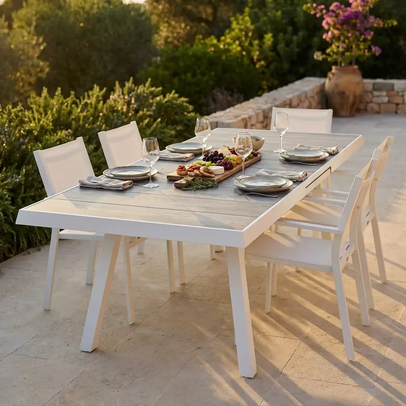 Filippo - tavolo giardino alluminio gres 205/265x105