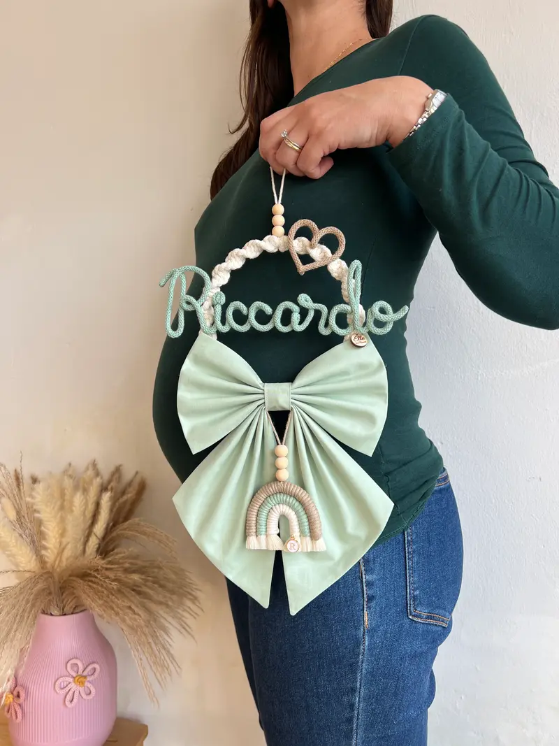 Fiocco Nascita Dalia Personalizzato in Macramè