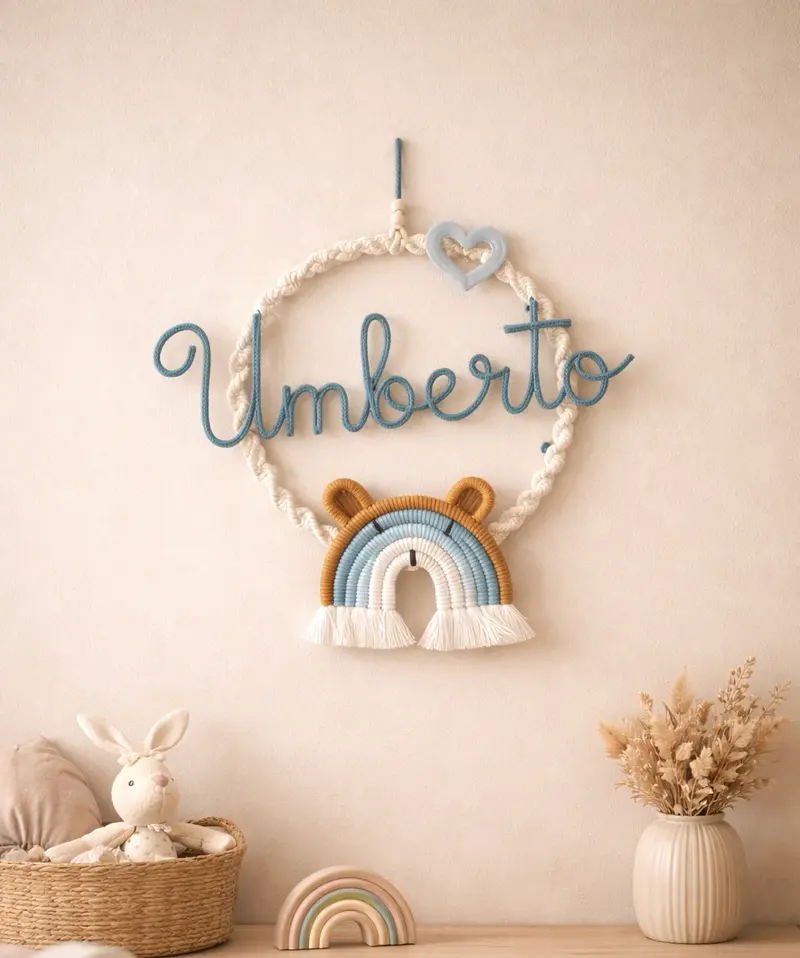 Fiocco Nascita Iride Orsetto Macramè - Regalo Nascita Personalizzato