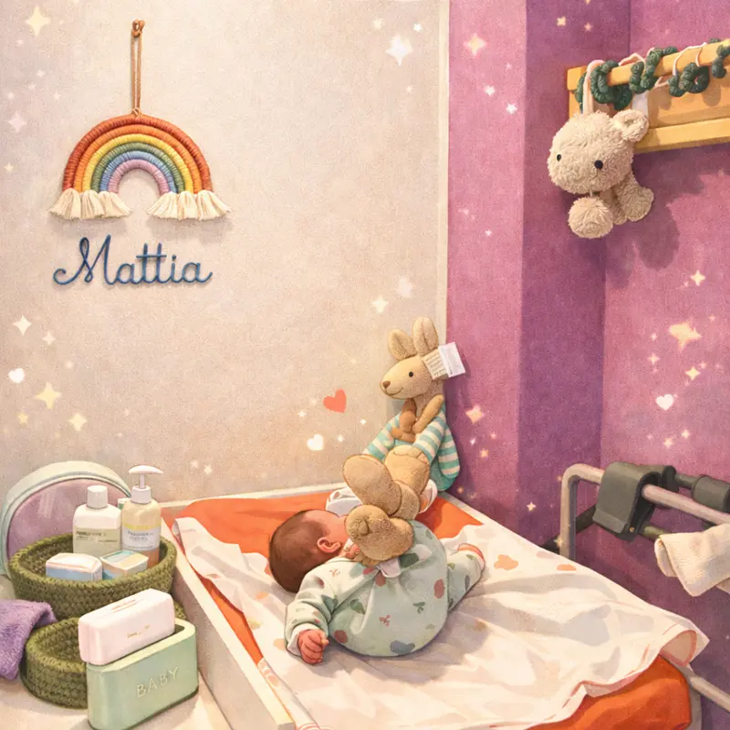 Fiocco Nascita Personalizzato Arcobaleno in Macramè - 7 Archi