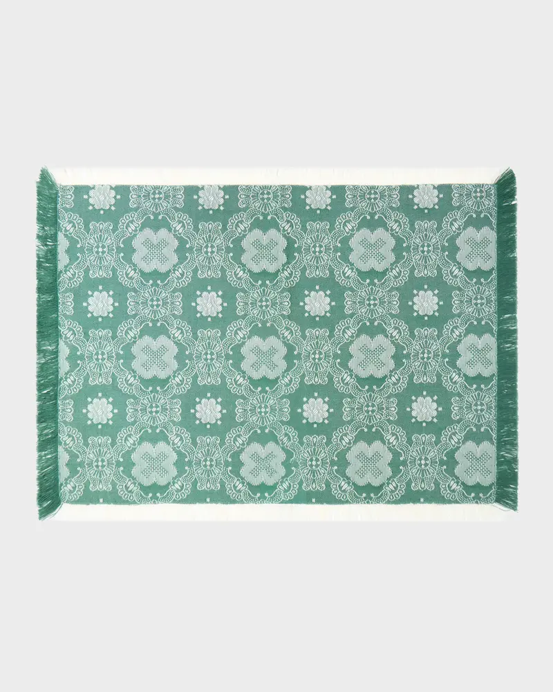 Floral Damask Woven Placemat, Green