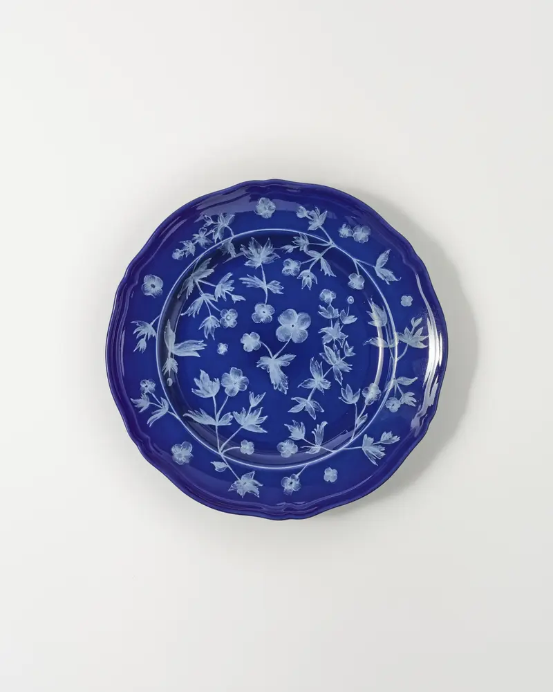 Floral Dessert Plate Blue by Ginori 1735