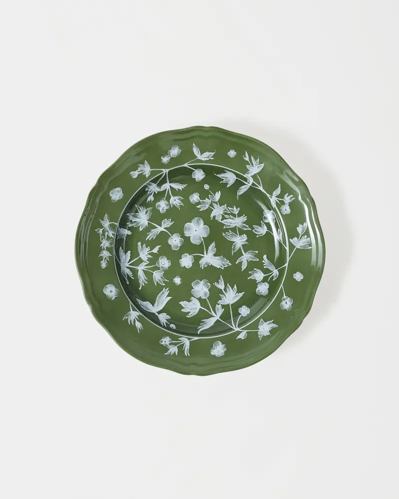 Floral Dessert Plate Green by Ginori 1735