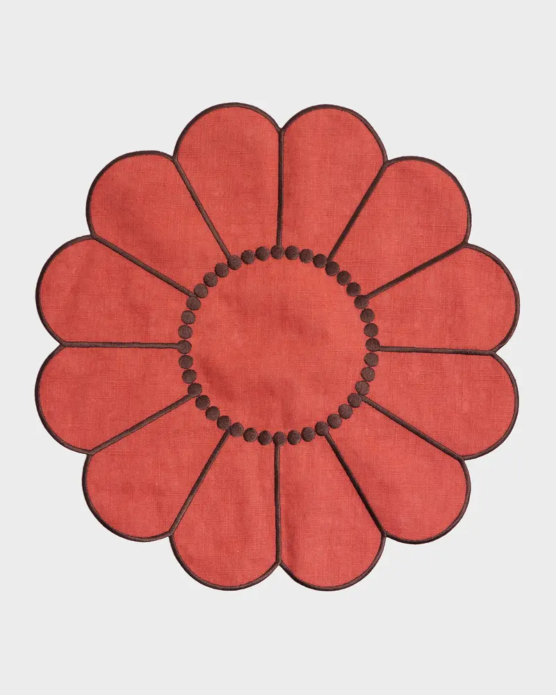 Floral Embroidered Placemat, Terracotta