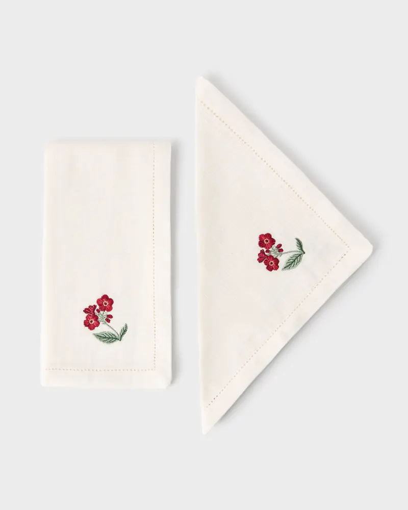Floral Medley Embroidered Linen Napkins (Set of 6)