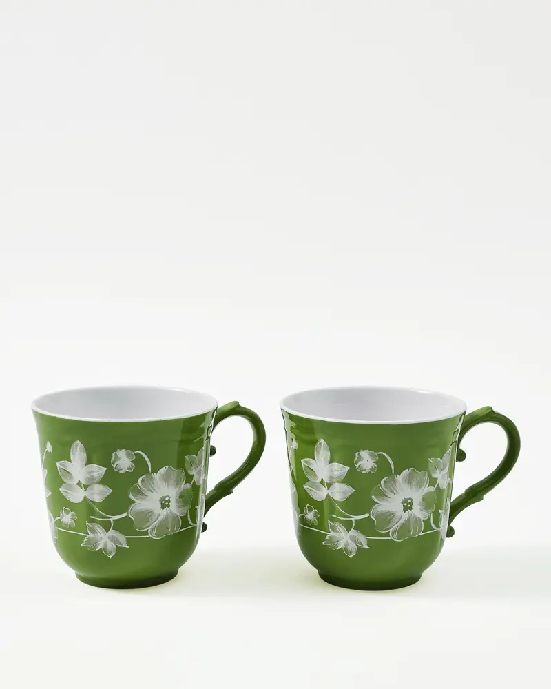 Floral Mug, Green (Set of 2) by Ginori 1735