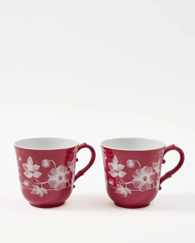 Floral Mug, Magenta (Set of 2) by Ginori 1735