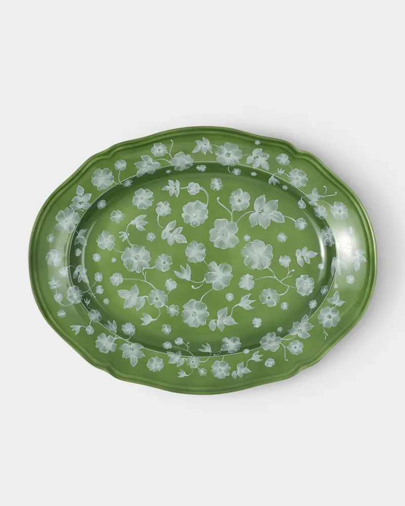 Floral Serving Plate Green by Ginori 1735