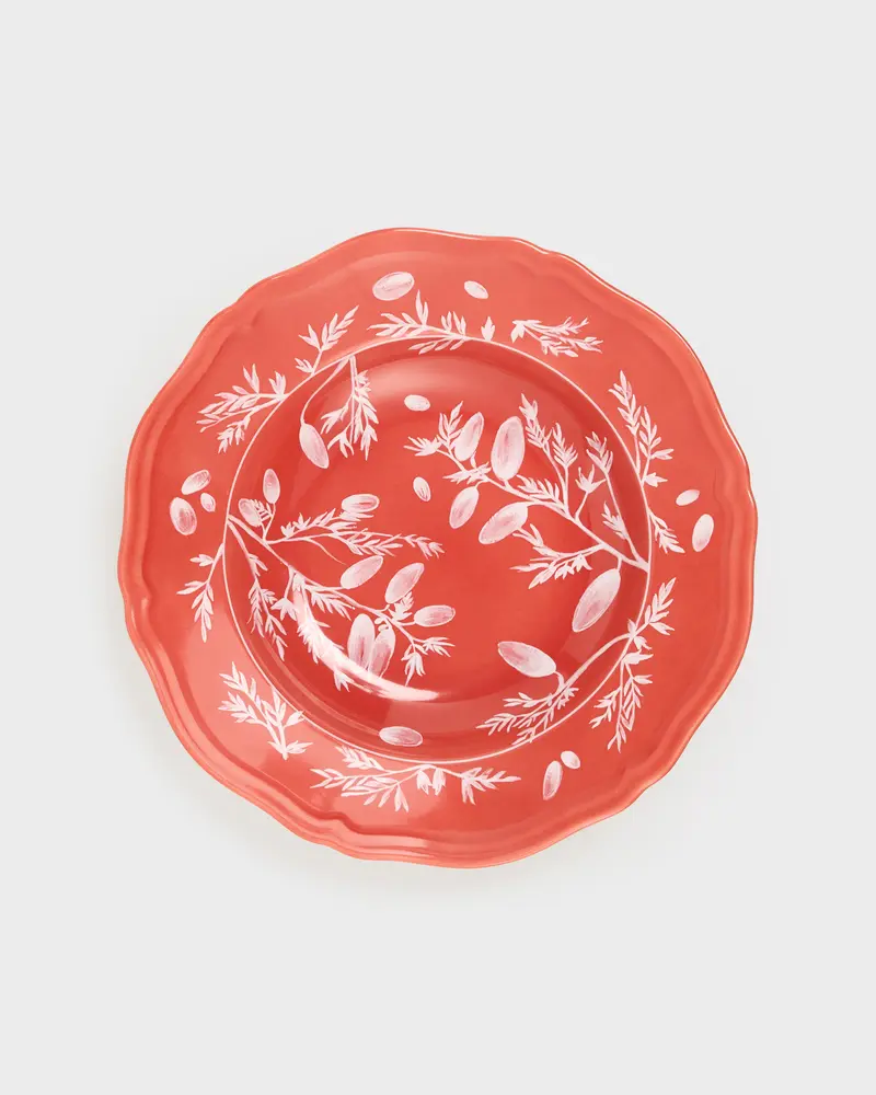 Floral Soup Plate Red by Ginori 1735