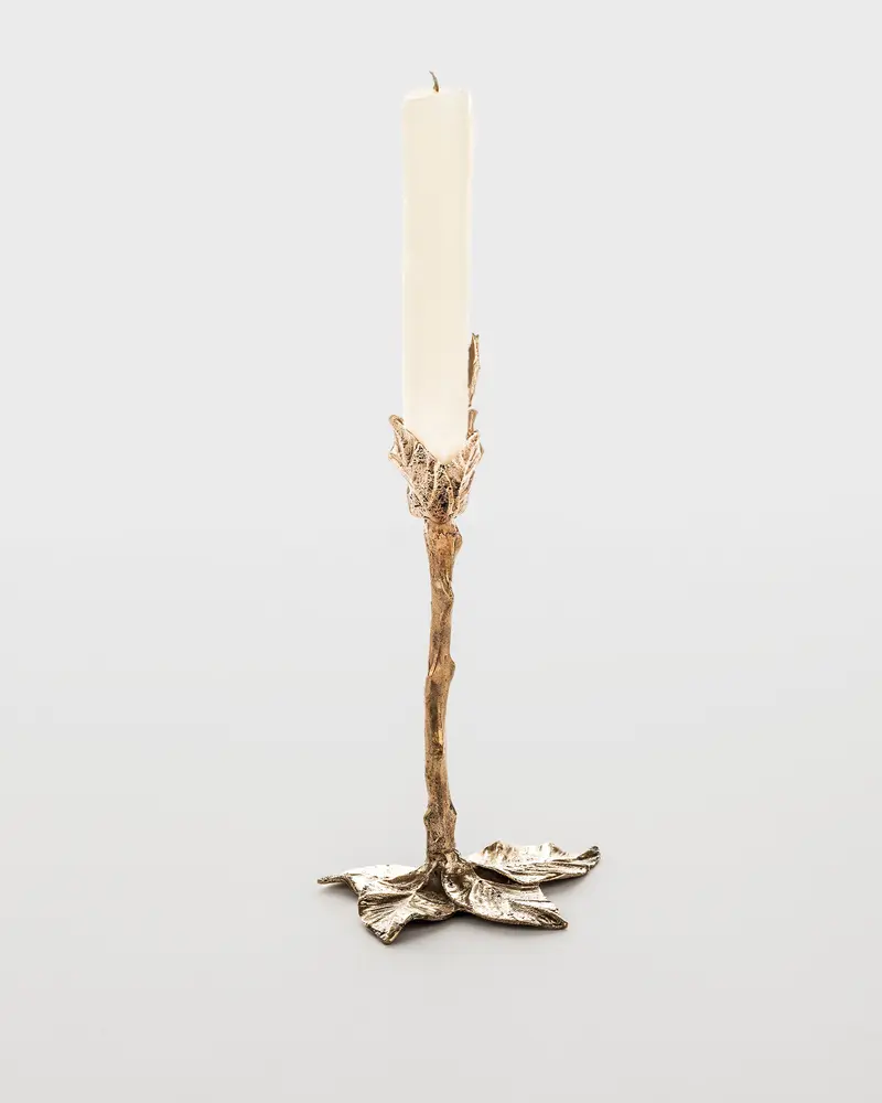 Foglie Bronze Candlestick by Osanna Visconti, Large