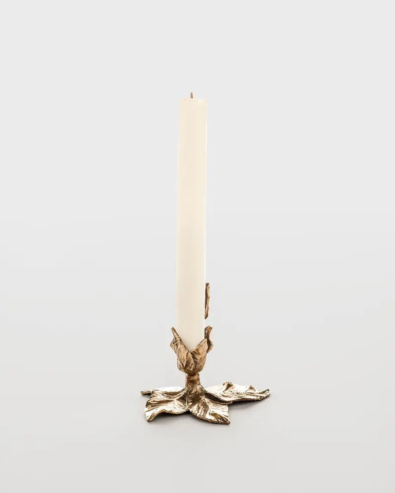 Foglie Bronze Candlestick by Osanna Visconti, Small