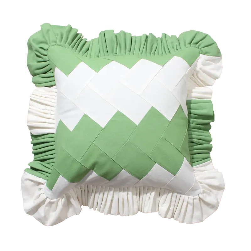 Forest Green & Brighton Stone Herringbone Ruffle