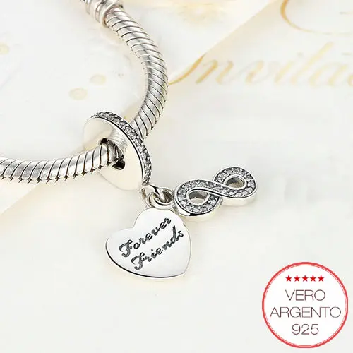 "Forever Friends" - charm in argento amiche per sempre  - IN ESCLUSIVA
