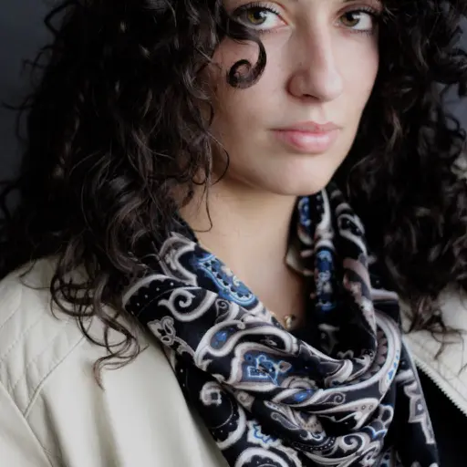 Foulard in Lana stampata disegno Paisley Nero Cod. 647