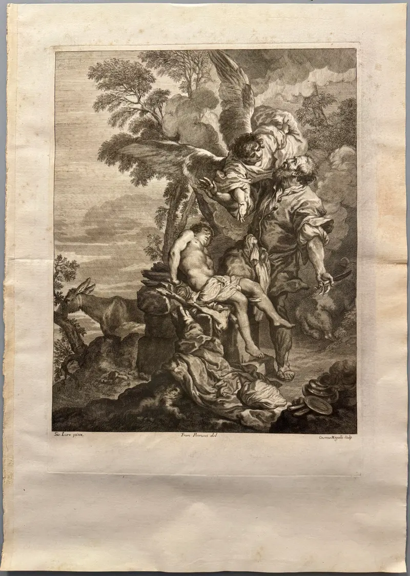 Francesco Petrucci - "Sacrificio di Isacco" - incisione acquaforte su carta - 1700 ca
