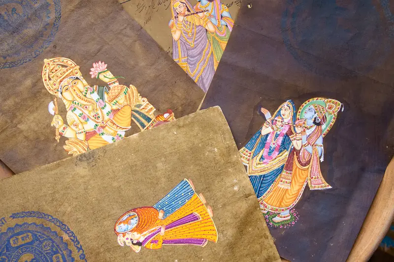 francobollo indiano antico , marca da bollo contratto vidimato rajasthan jaipur con decoro