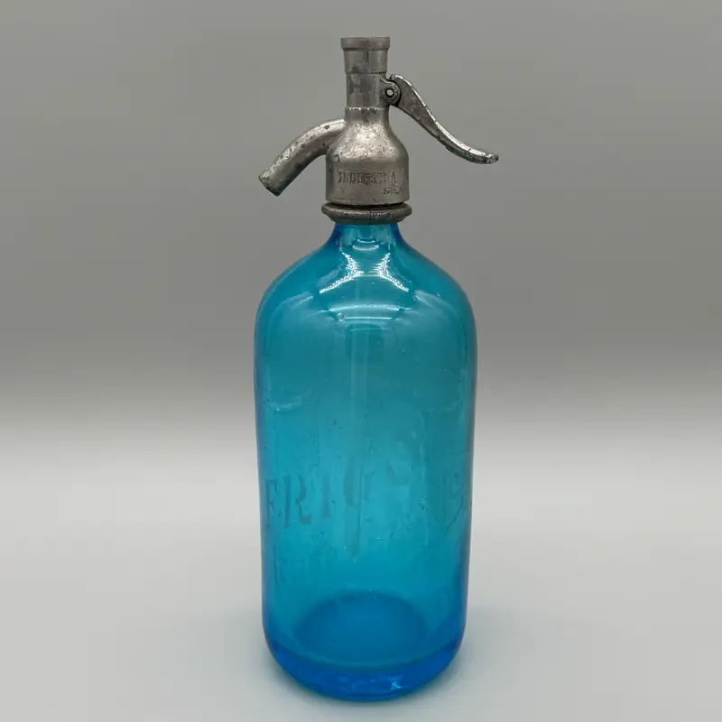 Frigor Siena seltz sifone vetro blu 1900 ca