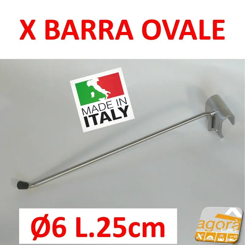 Ganci Cromati Arredamento Negozi Broche 25 CM Portablister x Tubo Barra ovale