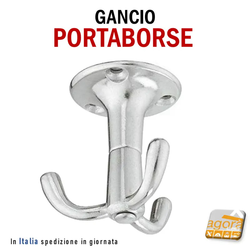 GANCIO APPENDIBORSE PORTA BORSA BORSE GIREVOLE IN METALLO APPENDINO SOTTOPIANO