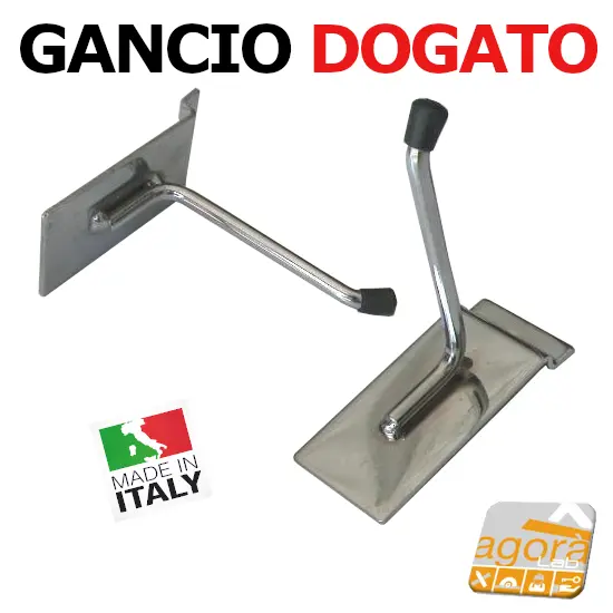 GANCIO PORTABLISTER 10 CM CROMATI PER PANNELLO DOGATO GANCI ARREDAMENTO NEGOZIO MENSOLA.