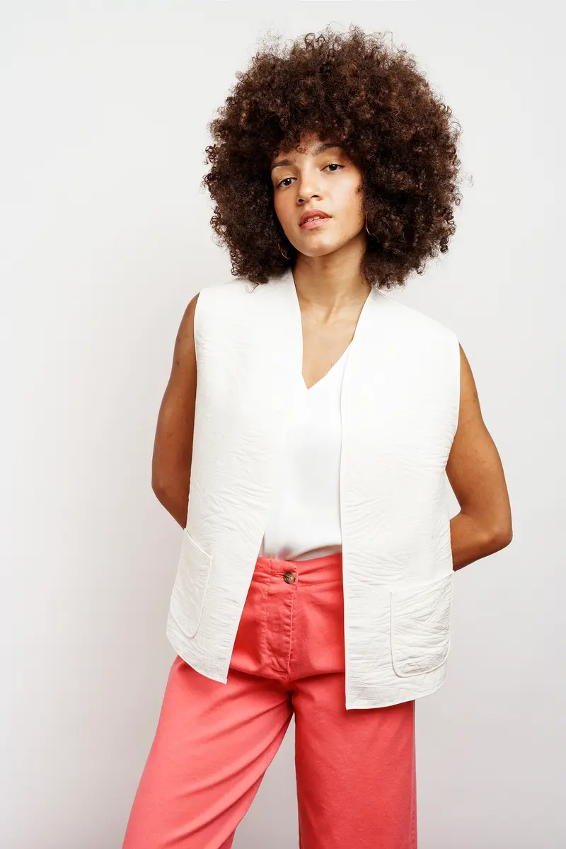 GILET bordino avorio