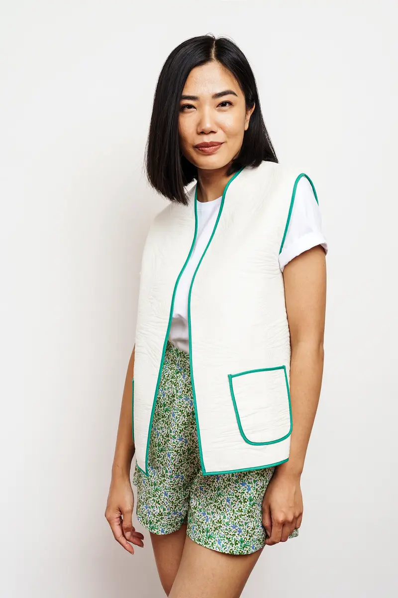 GILET bordino verde