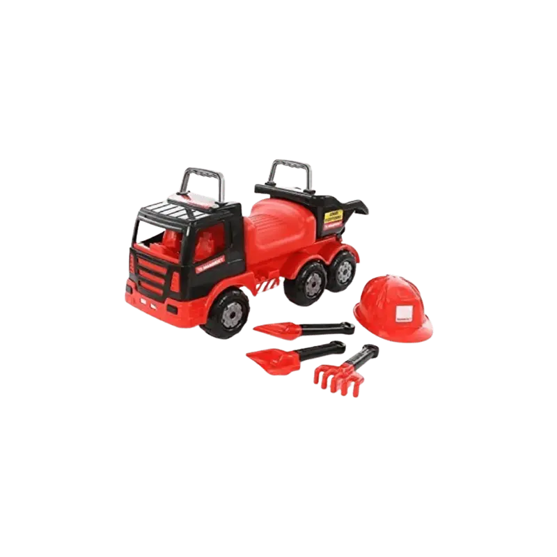 Giocattoli Polesie - Mammoet Ride-On con Set Helm-Shovel-rake-Spade