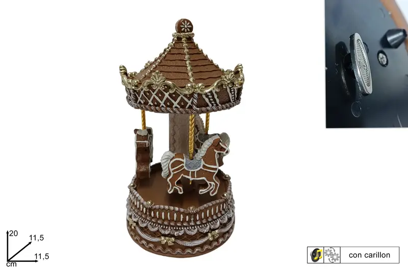 GIOSTRINA CAROSELLO 20CM DECORO BISCOTTO CON CARILLON