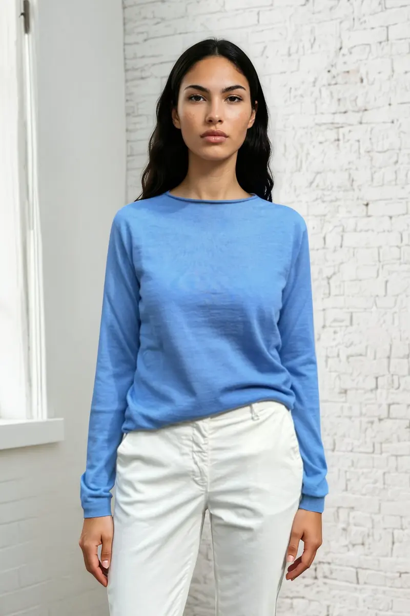 GIROCOLLO ALBA in cashmere fiordaliso
