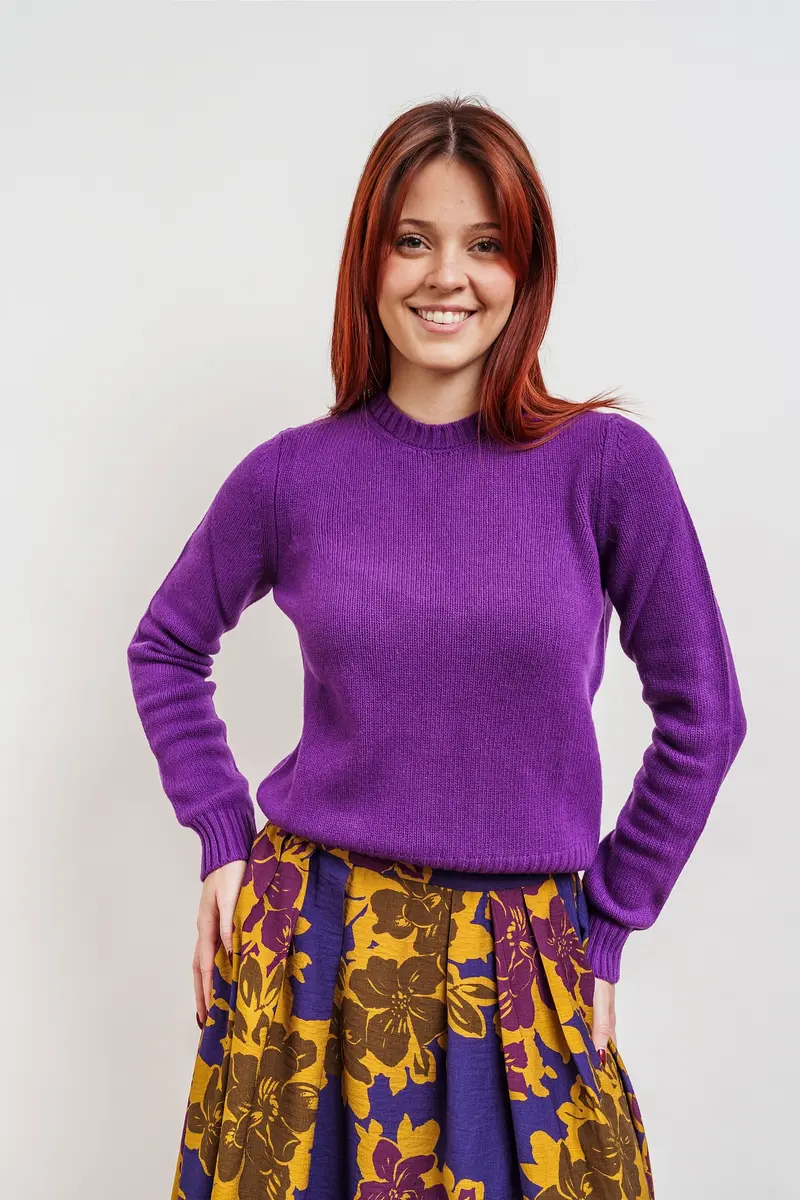 GIROCOLLO JOLLY in lana merino  - viola