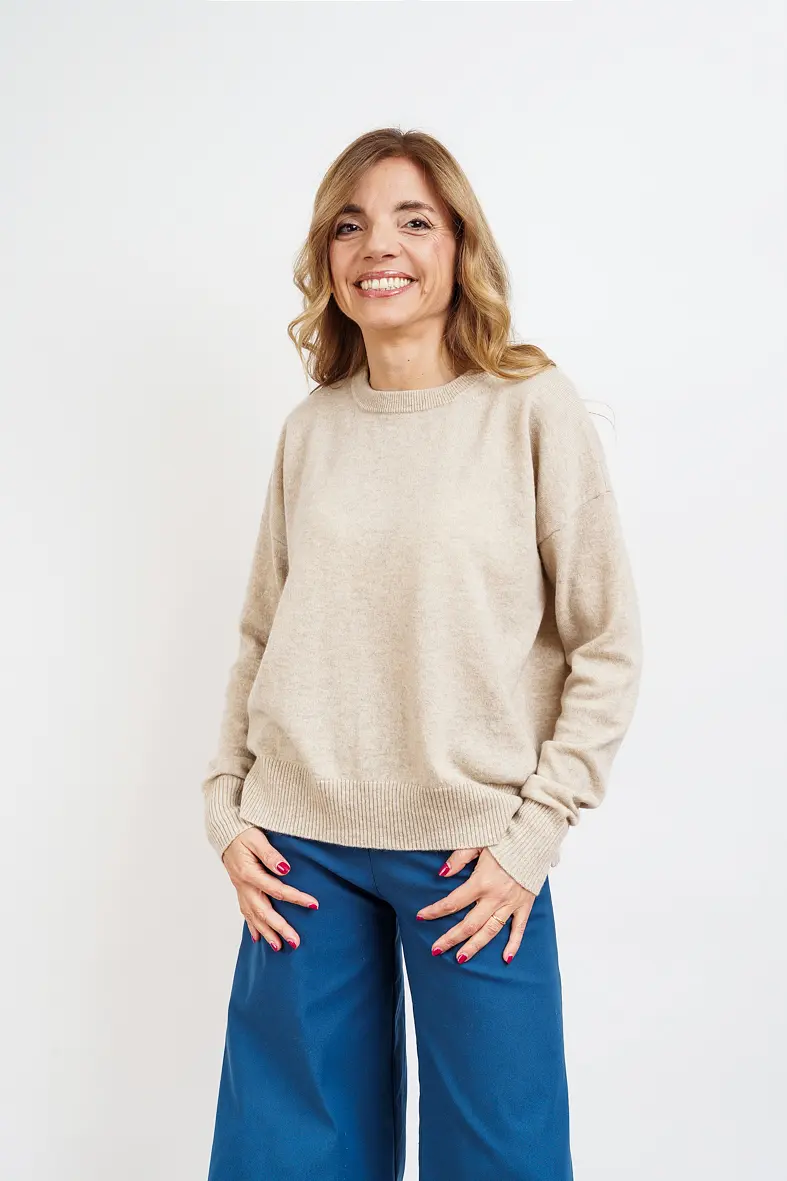 GIROCOLLO MATILDA in 100% cashmere beige