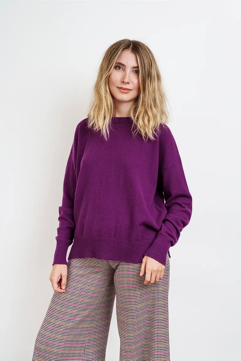 GIROCOLLO MATILDA in 100% cashmere prugna