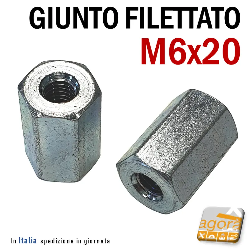 GIUNTI GIUNTO FILETTATO INSERTO DIAMETRO 6MM X20 ZINCATO ESAGONALE M6x20