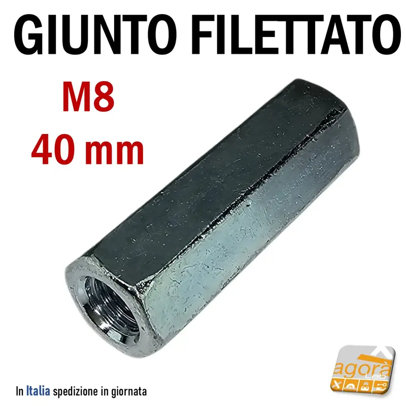 GIUNTI GIUNTO FILETTATO M8x40 ZINCATO ESAGONALE M8x40 GIUNZIONE 10-100