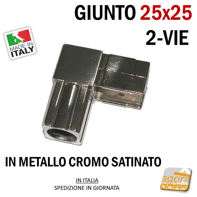 GIUNTO X TAVOLI E VETRINE 25X25 2-VIE NICHEL SATINATO NUOVO PER ESPOSITORI