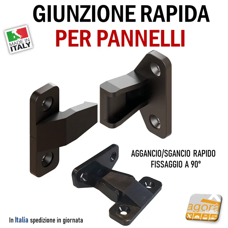 Giunzione fissa zoccolo fissaggio interparete rapido per pannelli 90° aggancio-sgancio invisibile senza viti