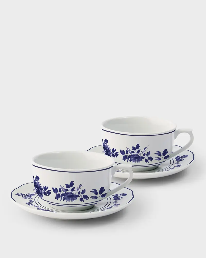 Gloria Porcelain Tea Cup and Saucer, Blue (Set of 2)