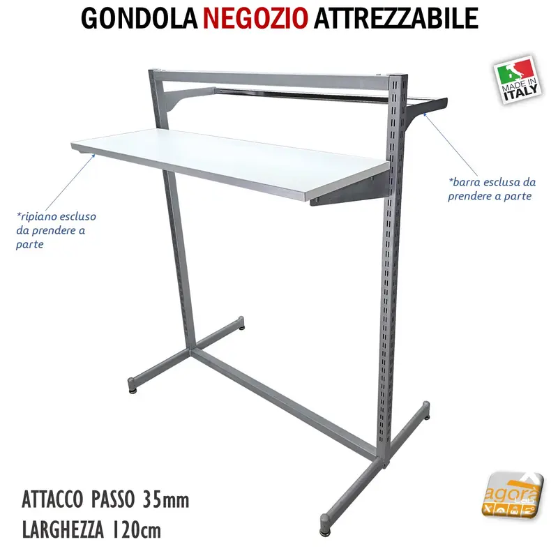 GONDOLA APPENDIABITI ARREDO NEGOZIO ABBIGLIAMENTO PORTABITI STENDER ATTREZZABILE GF