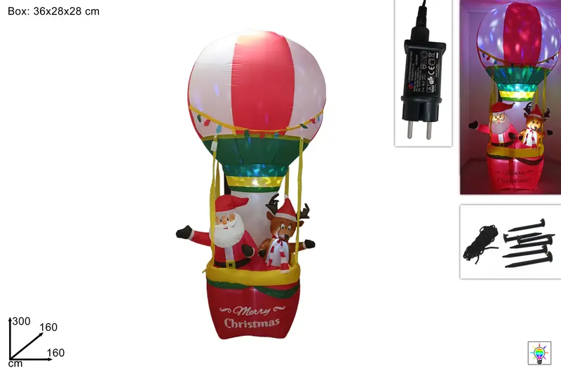 GONFIABILE MONGOLFIERA CON BABBO NATALE E RENNA 300 CM CON L