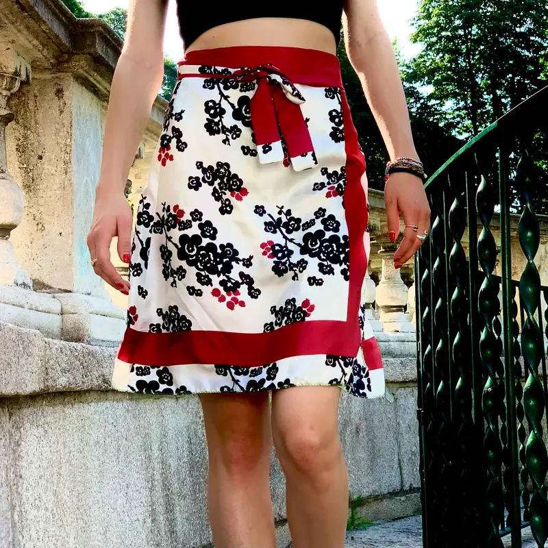 Gonna Foulard stampa Fiori e Bacche Cod. 591