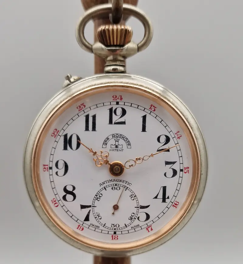 Gre Roskopf Patent Antimagnetic orologio da tasca meccanico 51 mm SWISS 1940 ca