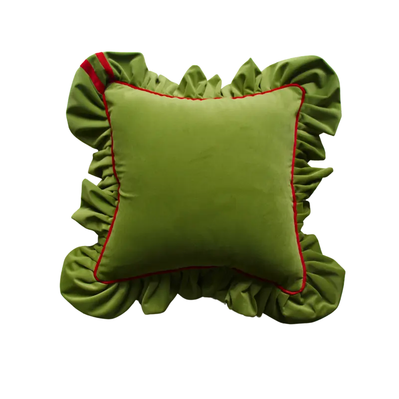 Green and Red Velvet with Green Velvet Ruffle